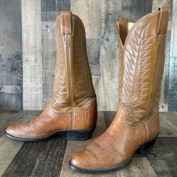 Tony Lama Vintage Gold Label Bullhide Western Cowboy Boots Mens 10.5 E - Picture 9 of 9